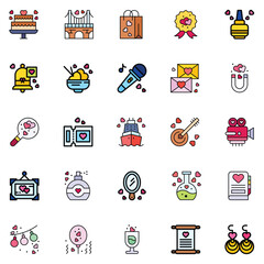 Set of love Icons. Line art Vector illustration.