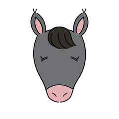 笑顔　黒　馬のイラスト