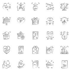 Fototapeta premium Wedding celebration icons collection. UI icon set.