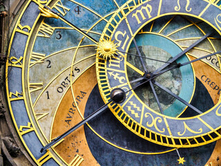 Detail of the Astronomical Clock in Prague, Czechia