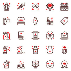 Set of love Icons. Line art Vector illustration.