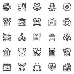 Love And Wedding icon set. Romantic design elements.