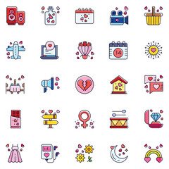 Wedding celebration icons collection. UI icon set.