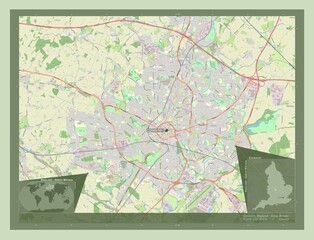 Coventry, England - Great Britain. OSM. Labelled points of cities