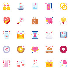 Love And Wedding icon set. Romantic design elements.