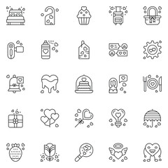 A set pack of Love icons set. The collection includes for mobile app. web design. in a moment of celebration. Valentine's Day.