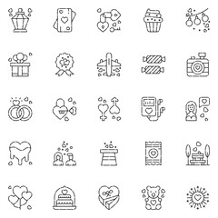 Wedding celebration icons collection. UI icon set.