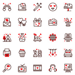 Set of love Icons. Line art Vector illustration.