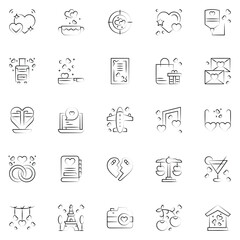 Set of love Icons. Line art Vector illustration.