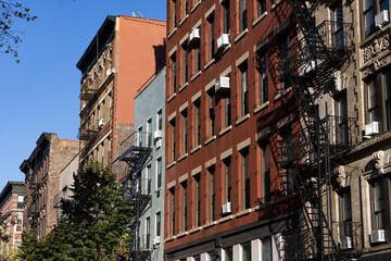 Row of Beautiful and Colorful Old Residential Buildings in SoHo of New York City