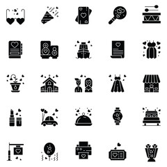 Love And Wedding icon set. Romantic design elements.