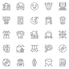 A set pack of Love icons set. The collection includes for mobile app. web design. in a moment of celebration. Valentine's Day.