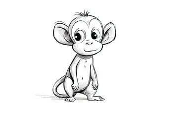 monkey in black and white. Generative AI