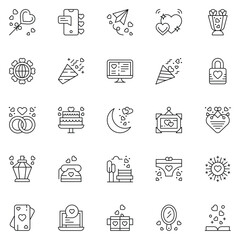 A set pack of Love icons set. The collection includes for mobile app. web design. in a moment of celebration. Valentine's Day.