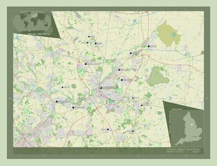 Doncaster, England - Great Britain. OSM. Labelled points of cities