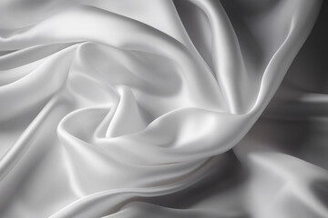 Plakat White satin silky cloth as a backdrop, with crease wavy folds of fabric. Copyspace. High quality generative ai