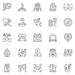 A set pack of Love icons set. The collection includes for mobile app. web design. in a moment of celebration. Valentine's Day.