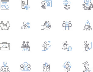 Personal growth outline icons collection. Development, Progress, Improvement, Expansion, Strengthening, Transformation, Advancement vector and illustration concept set. Augmentation, Amplification