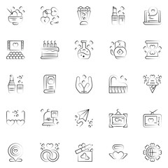 Set of love Icons. Line art Vector illustration.