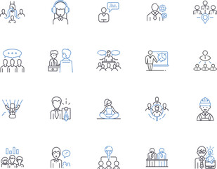 Casual people outline icons collection. Casual, People, Relaxed, Unconcerned, Unpretentious, Easygoing, Laid-back vector and illustration concept set. Comfort, Low-key, Cheerful linear signs
