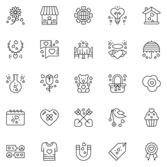 Set of love Icons. Line art Vector illustration.