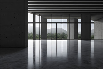 Interior of a modern building architecture. Generative AI 
