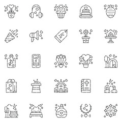 wedding icon pack. marrying. ceremony icons.Vector illustration.