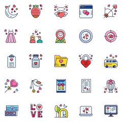 wedding icon pack. marrying. ceremony icons.Vector illustration.