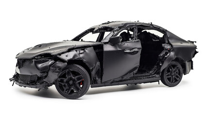 Side cars with dents from the accident. Generative Ai