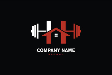Home GYM Vector Logo Template. home gym logo with letter H.