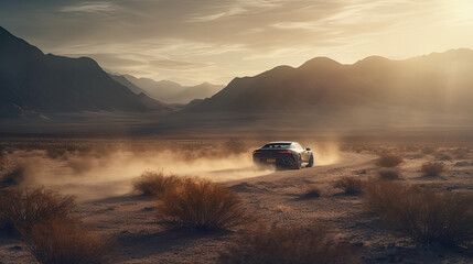 Fototapeta na wymiar Luxury car in sunset