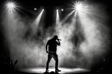 Hip-hop singer on stage. Generative Ai - obrazy, fototapety, plakaty