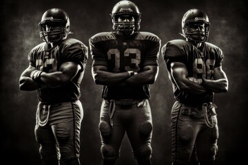 Fototapeta na wymiar American football players team on dark background. Generative Ai