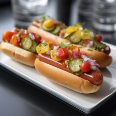 Chicago Mini Hotdogs - Generative Ai Illustration