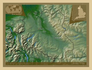 Eden, England - Great Britain. Physical. Labelled points of cities