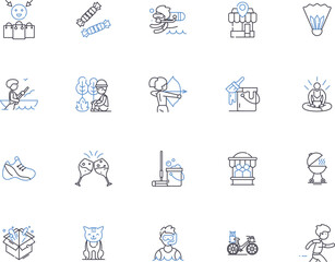 Active lifestyle outline icons collection. Active, Lifestyle, Exercising, Healthy, Walking, Running, Jogging vector and illustration concept set. Cycling, Swimming, Fitness linear signs
