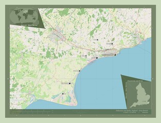 Folkestone and Hythe, England - Great Britain. OSM. Labelled points of cities