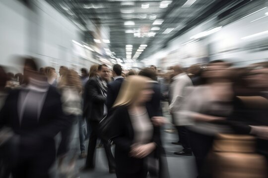 motion blurred motion blur people inside a building, generative ai