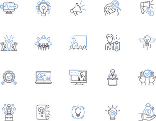 Fototapeta na wymiar Solution outline icons collection. AnswerResolution, Answer, Remedy, Fix, Cure, Agreement, Explanation vector and illustration concept set. Key, Answer, Proposal linear signs