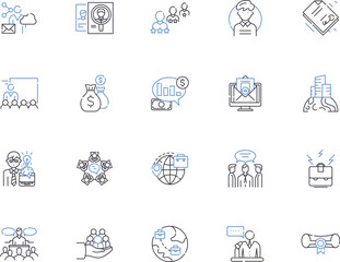 Digital Agency outline icons collection. Digital, Agency, Marketing, Design, Web, Branding, Strategy vector and illustration concept set. Services, Solutions, Online linear signs