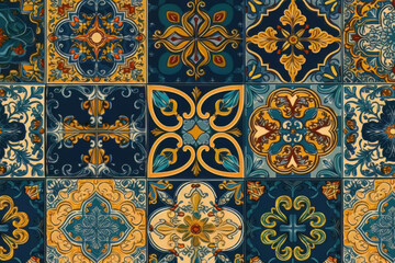 Portuguese tiles, seamless pattern. Generative Ai