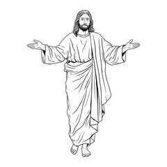 Jesus Walking with Hands Out Vector Illustration 