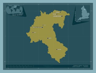 Hambleton, England - Great Britain. Solid. Labelled points of cities