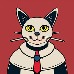Vector design with flat style, cute mascot of a cat wearing a superhero uniform