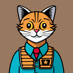 Vector design with flat style, cute mascot of a cat wearing a superhero uniform