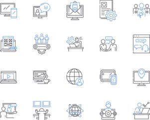 Corporation staff outline icons collection. Employees, Executives, Management, Personnel, Workers, Staffing, Personnel vector and illustration concept set. Officials, Administrators, Professionals
