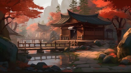 Fototapeta premium Samurai Gaming Art Game Environments Background