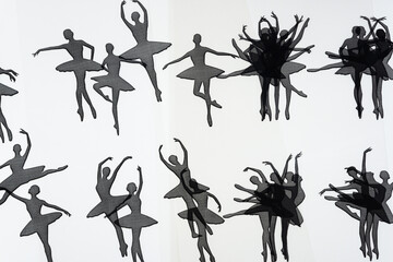 tiny dancers printed on transparency film and photographed on a (more or less) white backlit surface (light table) - somewhat variable focus