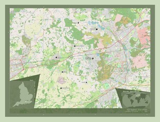 Hart, England - Great Britain. OSM. Labelled points of cities