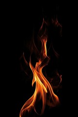 Fire flames on a distinct black background, Generative AI